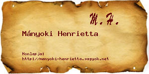 Mányoki Henrietta névjegykártya