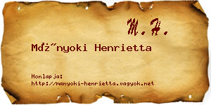 Mányoki Henrietta névjegykártya